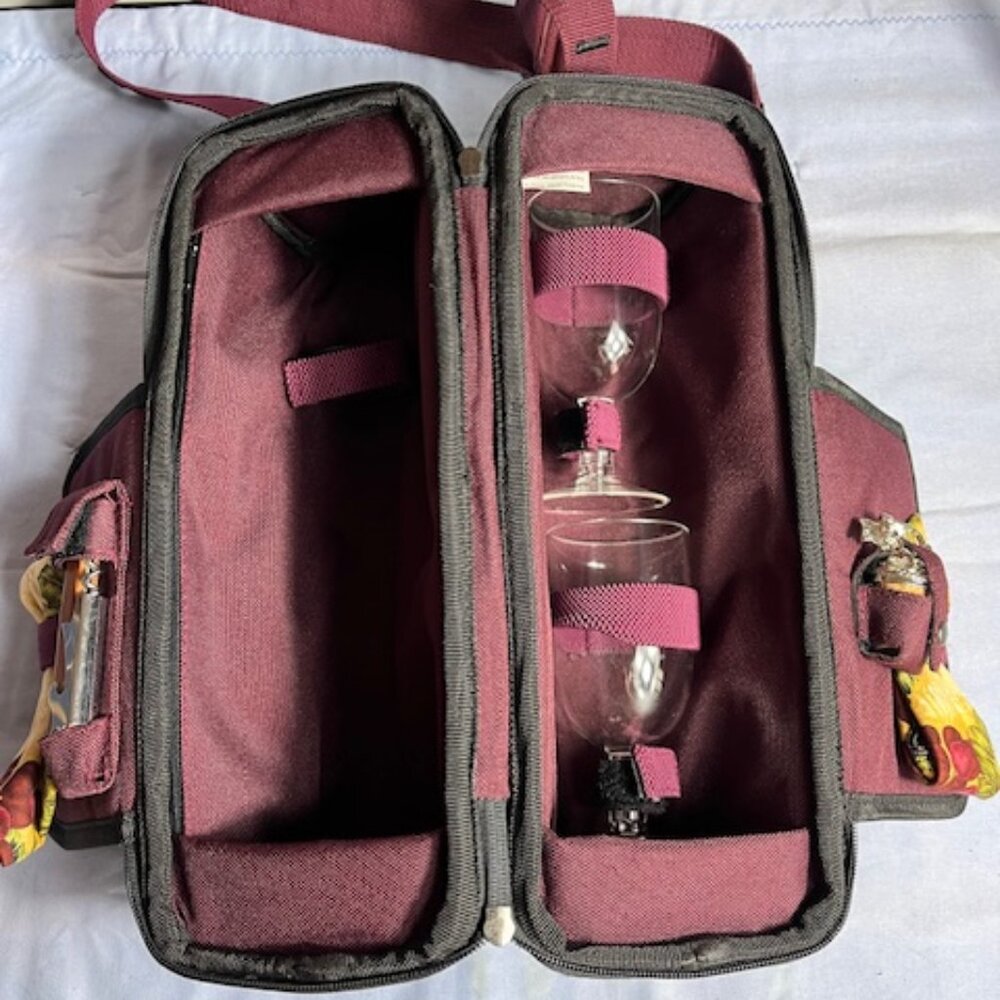 Picnic Time Wine insulated wine tote with accessories, glasses, opener and more